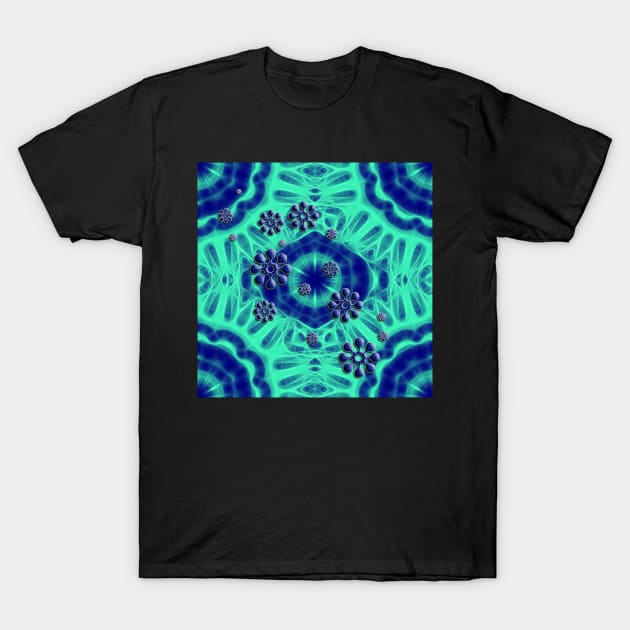 Popping trippy flowers on kaleidoscope T-Shirt by hereswendy